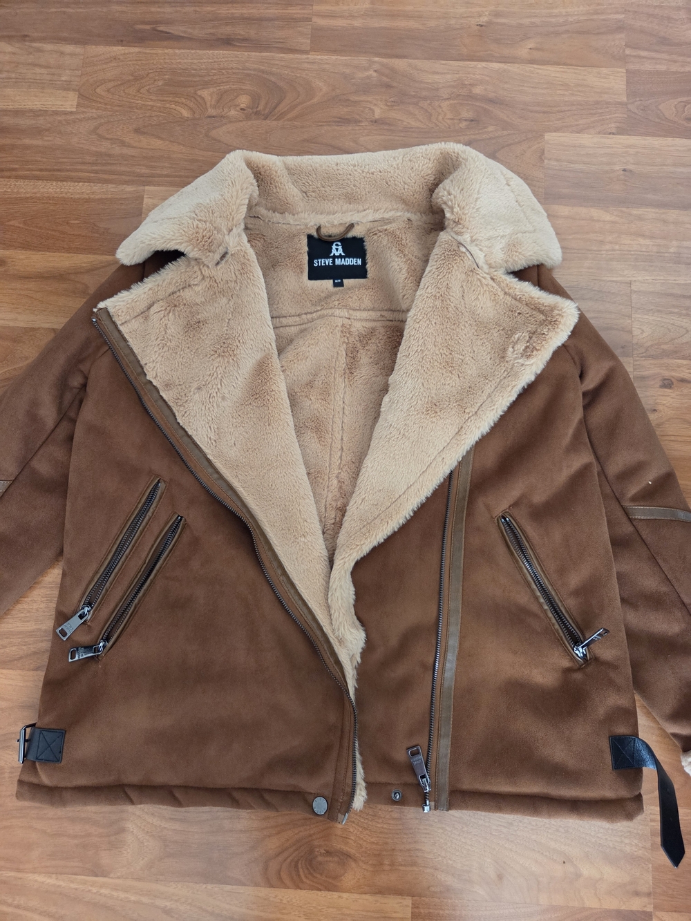 Steve Madden Brown Jacket with Cream Shearling Lining